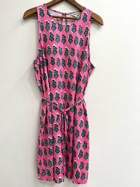 Boden Swing Jersey Dress Sleeveless Block Print Festival Pink Artisan Bloom 20